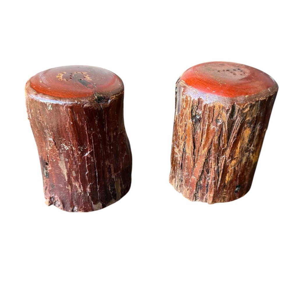 Vintage Tree House California Redwood Log Salt and Pepper Shakers Rustic Cabin - Picture 5 of 9